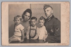 Family Soldier in Uniform Wehrmacht Children Woman – Vintage Photo 1930s 1940s