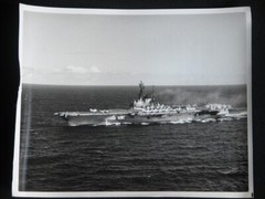 Vtg 1960s USS CORAL SEA CVA-43 Aircraft Carrier Photograph Press Release