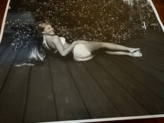 Vintage Silver Gelatin Print Of Long Haired Blonde In Bikini 14″ x 11″