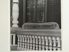 BRUCE BLUM Matted & SIGNED B&W Photo Print (10″X10″)-«Porch & Skeleton»
