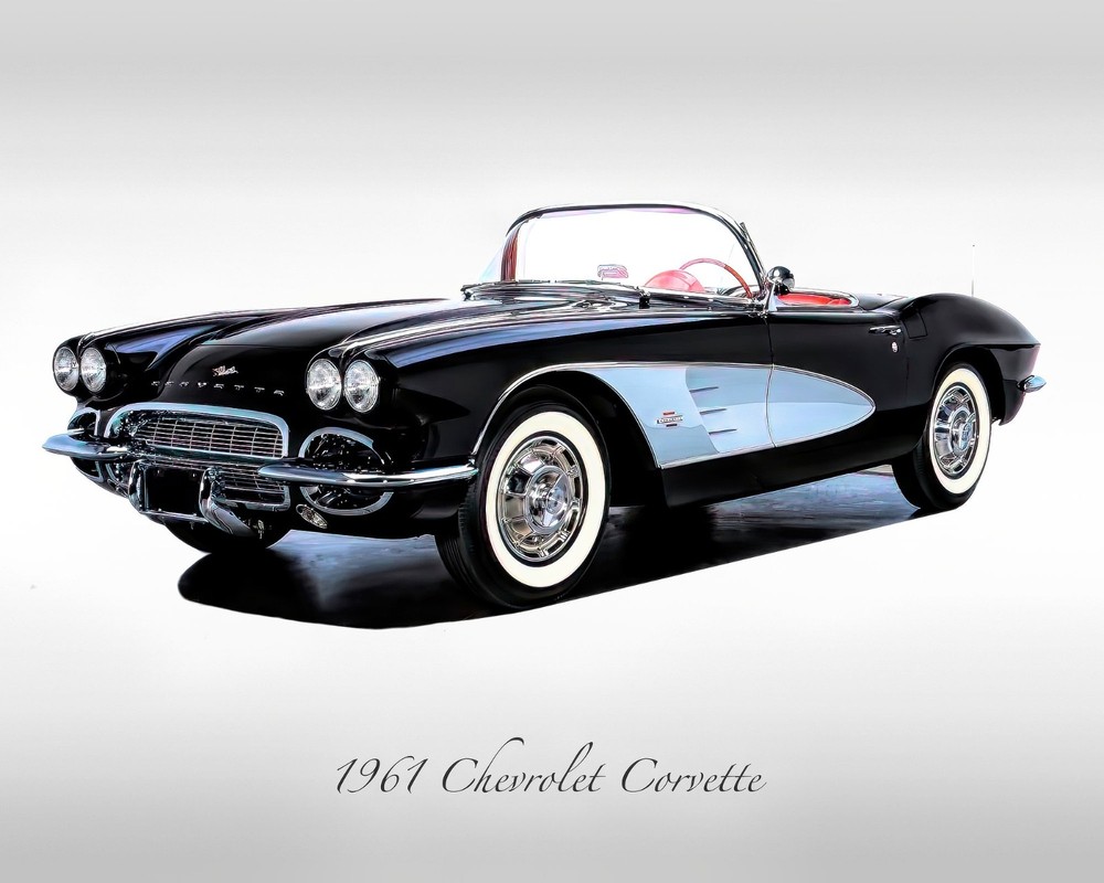 Classic Car – 1961 Chevy Corvette in Tuxedo Black – Muscle Car – Print
