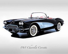 Classic Car – 1961 Chevy Corvette in Tuxedo Black – Muscle Car – Print