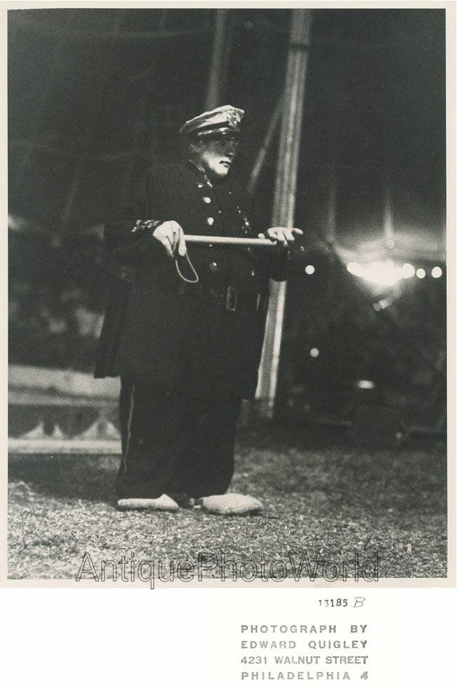 Fat policeman clown w baton Cole Bros circus vintage art photo Edward Quigley