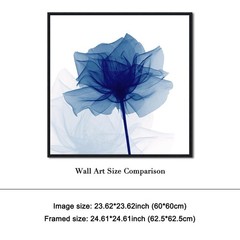 Pyradecor Large Black Framed Wall Art Blue Flickering Flower Canvas Prints Gr…