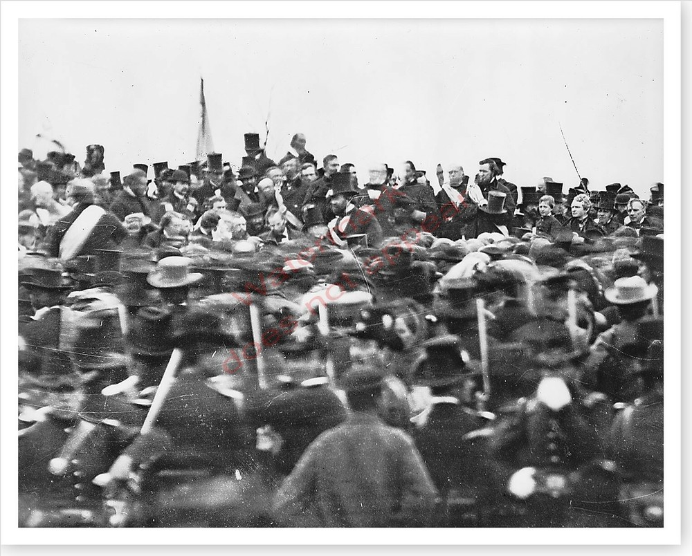 President Abraham Lincoln At Gettysburg With Bodyguard 8×10 Silver Halide Photo