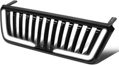 Badgeless Front Grille with LED Light Bar, Vertical Fence Design, Compatible wit