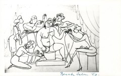 1964 RARE John Olday Real Photo SIGNED Satirical Cartoon Beauty Salon POSTCARD