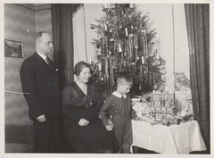 Vintage Photo Boy With Family Lot Toys Tin Game Car Christmas 1933