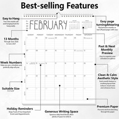 Guasslee Wall Calendar 2026-2027, 14″x11.5″ Vertical Wall Calendar 2026, 13-M…