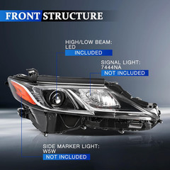 Headlight Assembly Compatible with 2018-2023 Toyota Camry L/LE/SE Sedan OEM LED