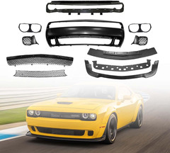Full Front Bumper Cover and Grille and Lip Hellcat Style Replacement for 2015-20
