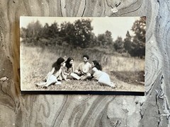 Man Serenading Beautiful Women Antique RPPC Original Vintage Photo Postcard