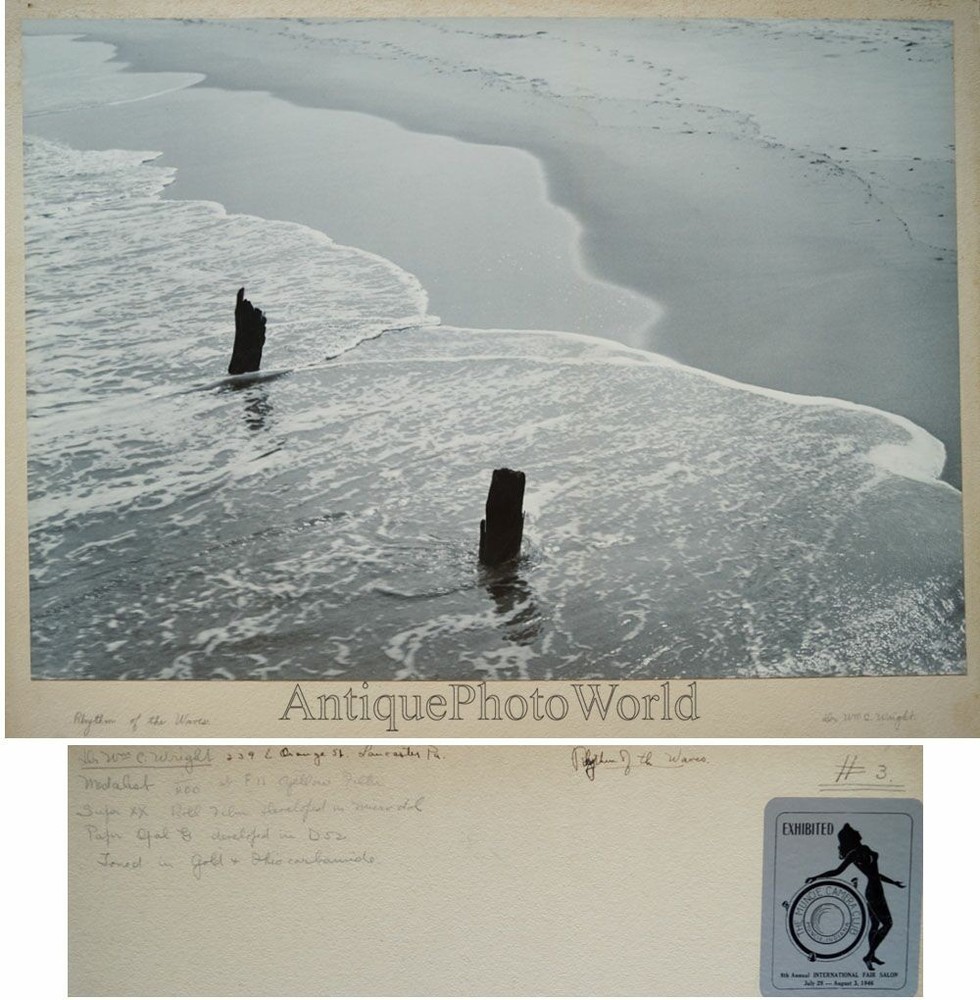 Rhythm of the waves beach view antique art photo boy William Wright