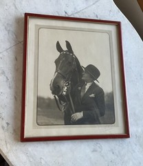vintage LF Redman Detroit photograph large framed Horse Rider woman hat gloves