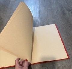 Mid‑Century Red Scrap Book • Gold Embossed Cover • Blank Beige Pages
