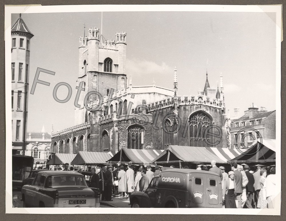 Photo England Cambridge Market Square Market Trinity Church Cars 1959 Car