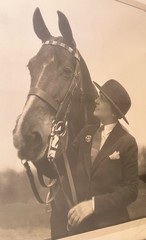 vintage LF Redman Detroit photograph large framed Horse Rider woman hat gloves