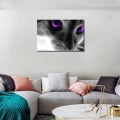 Cat with Purple Eyes Wall Art Painting Pictures Print On Canvas Animal The Pi…