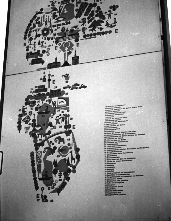 Old black negative overview map of a zoo or similar collection resolution-ed–f4-5