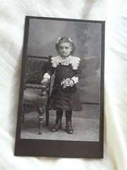 Old photo-cardboard picture-child with dress-6.5×10.5cm