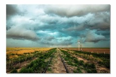 Train Tracks Leading to Stormy Sky in Colorado Photography Print