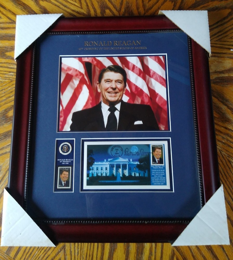 Ronald Reagan 37 Cent Stamp First Issue Framed Picture 18×16 Photograph