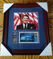 Ronald Reagan 37 Cent Stamp First Issue Framed Picture 18×16 Photograph