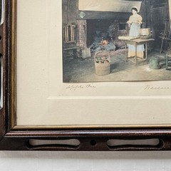 Wallace Nutting Signed Hand Tinted Colorized Photo “Apple Pie” Framed Antique