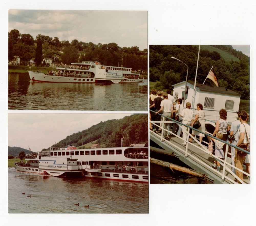 3 x colour photo steamer Wilhelm Pieck Elbe in colour