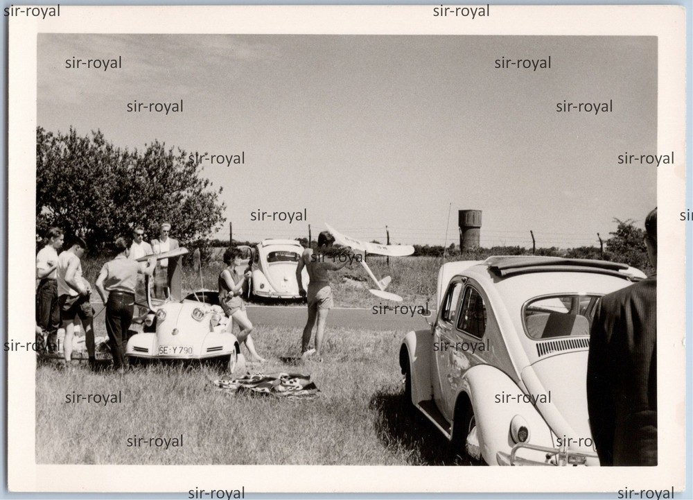 Messerschmitt Cabin Scooter and VW Beetle Car Vehicle 1960s Vintage Photo 10x7cm