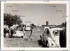 Messerschmitt Cabin Scooter and VW Beetle Car Vehicle 1960s Vintage Photo 10x7cm