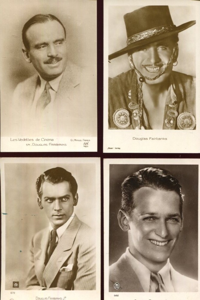 Lot Of 4 Photographs On Cards 14*9 Douglas Fairbanks And Fils