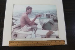 Matted Photograph of Young Man Lobstering in Florida Keys 1968 Reprint 14×11
