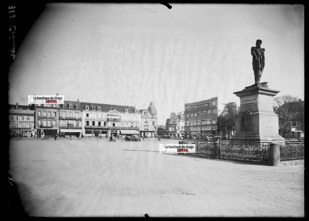 Old Black And White Photo Glass Plate Negative 13X18 Cm Colmar Cars Rapp