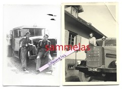 2 Old Photo MAN Mercedes Benz Truck Transporter Vintage FB French Baden 356