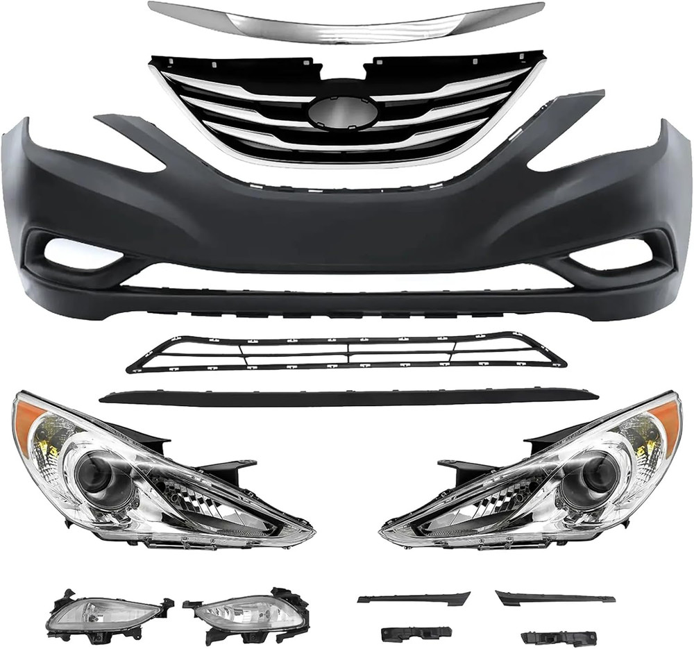 Front Bumper Grilles Headlights Fog Lights Kit Fit for 2011 2012 2013 Hyundai So