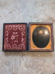 Antique Daguerreotype photograph case 19th century Velvet Interior Lining