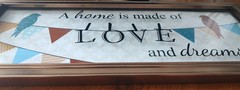 Gold Plastic Framed Birds On Clothesline Clothespins Home Is Made Of Love&Dreams