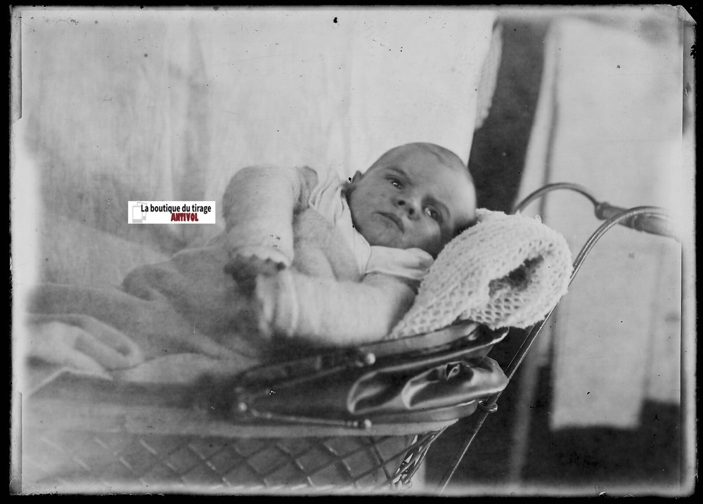 Vintage Black And White Photo Glass Plate Negative 13X18 Cm Child Baby France