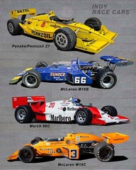 Penske Z7, McLaren M16B, March 86C, McLaren M16C Indy Race Car Photo CA2766