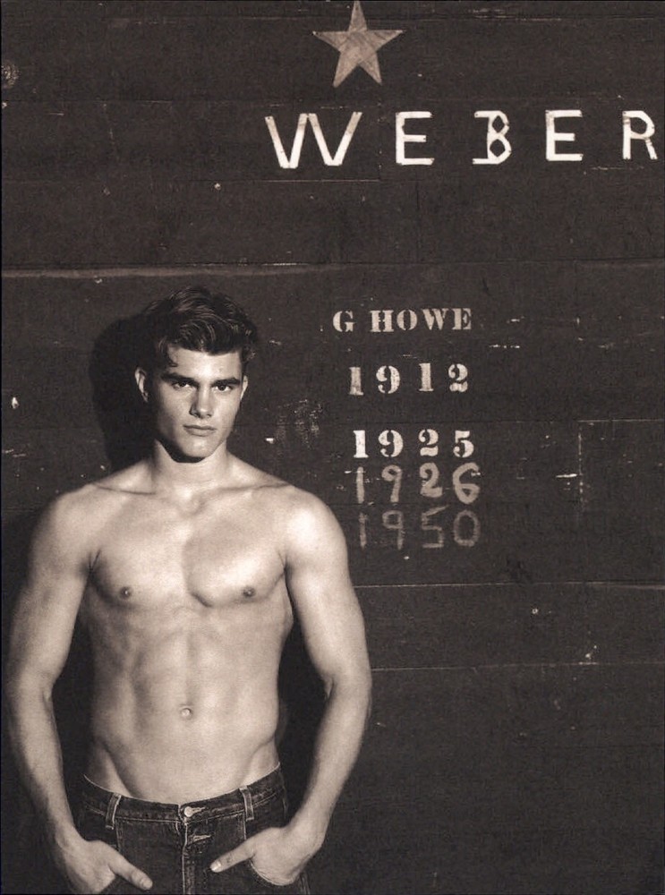 1999 Bruce Weber Male Model Peter Johnson Bare Chest Jeans Art Photo Gravure