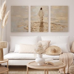 Reateforin Jesus Walking on Water Canvas Wall Art Christian Spiritual Wall De…