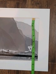 Signed Hauft Photograph Kee Beach Wave B&W Surf Photography Matted Print