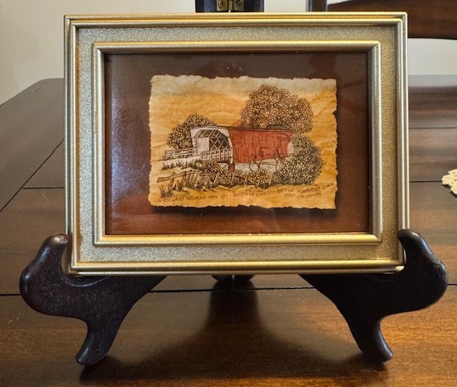 Richard Neuman Repro Water Color Print Madison County Bridge Vintage 1994