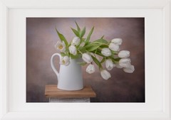 Floral Print of White Tulips wall art print home decor.