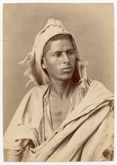 Rare albumen portrait by Jean Geiser: handsome young man, Kabyle c. 1880