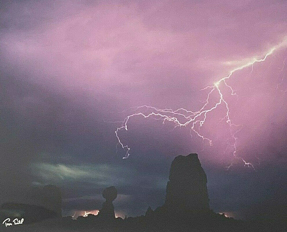 BALANCED ROCK AND LIGHTNING (1990) by Tom Till ~ Vintage Cibachrome Photograph