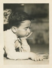Handsome boy reading comics comic magazine antique art photo