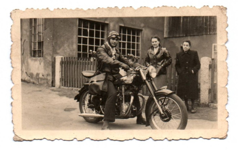 Old Photo Motorcyclist NSU Motorcycle Vintage Motorcycle Women Vintage