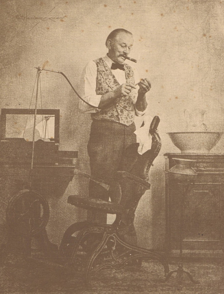 NEWLY FOUND! HENDRICKSON Himself as Dentist w/ Cigar B&W SEPIA PHOTO PRINT 11×14